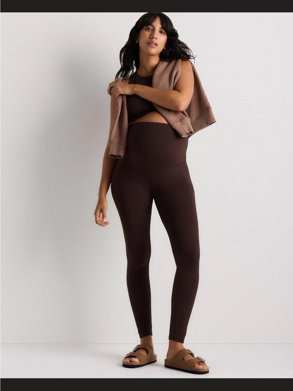 Quince Ultra-Form Maternity Pocket Leggings - Espresso Dark Brown Sz M - Picture 6 of 13